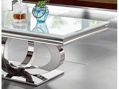 Table basse rectangulaire en acier inoxydable poli - AMAL Table basse rectangulaire en acier inoxydable poli - AMAL