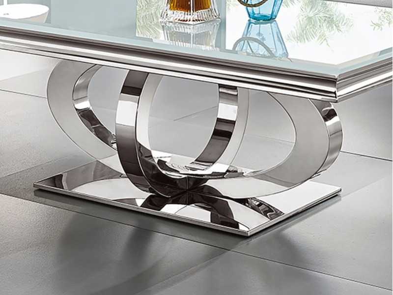Rectangular coffee table in polished stainless steel - AMAL