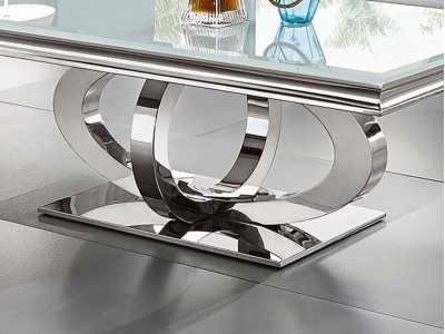 Table basse rectangulaire en acier inoxydable poli - AMAL Table basse rectangulaire en acier inoxydable poli - AMAL