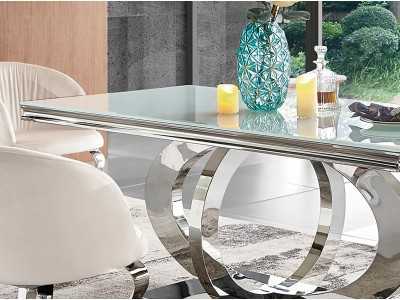 Mesa de comedor rectangular y fija en acero inoxidable - AMAL Mesa de comedor rectangular y fija en acero inoxidable - AMAL