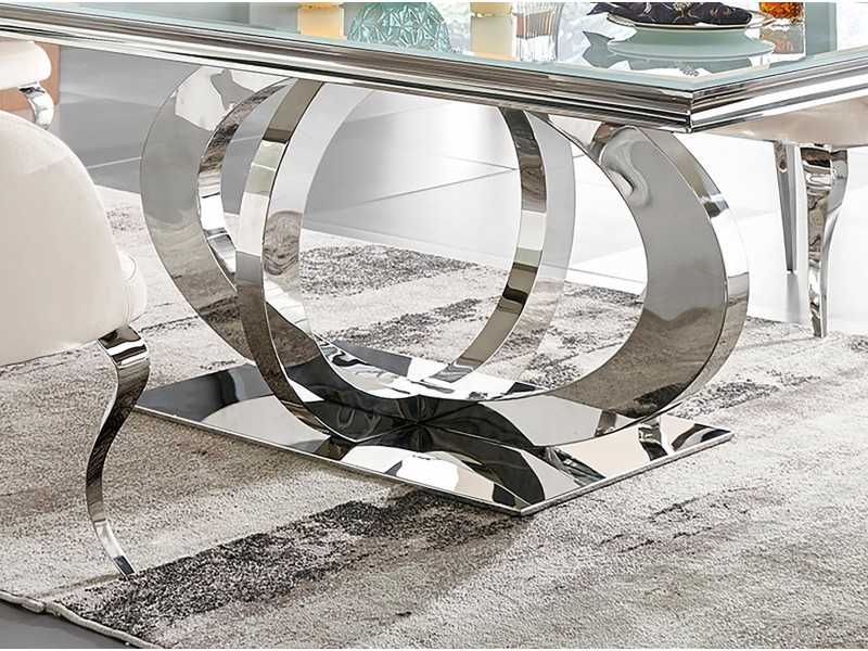 Rectangular and fixed dining table in stainless steel - AMAL