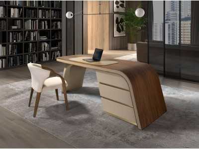 Silla de diseño en madera color nogal y terciopelo - EIRA NOGAL