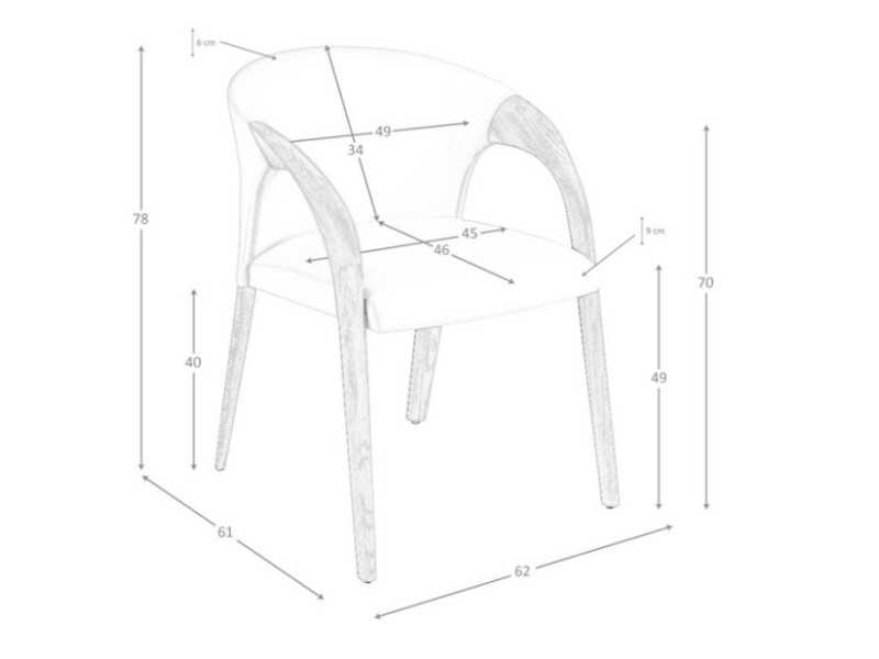 Designer chair in solid wood and velvet - EIRA NOGAL