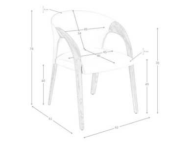 Silla de diseño en madera color nogal y terciopelo - EIRA NOGAL