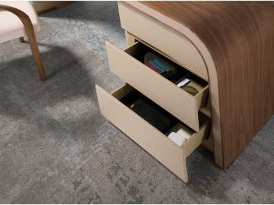 Design table for office, upholstered, walnut and stainless steel details - AINI