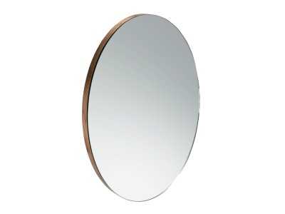 Round mirror with walnut base - ANEESA Round mirror with walnut base - ANEESA
