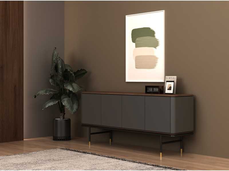 Design sideboard with walnut wood and lacquered - ANEESA