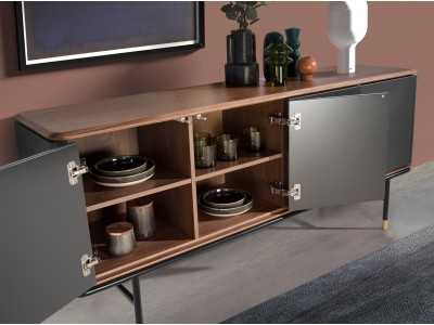 Buffet design en bois de noyer et laqué - ANEESA