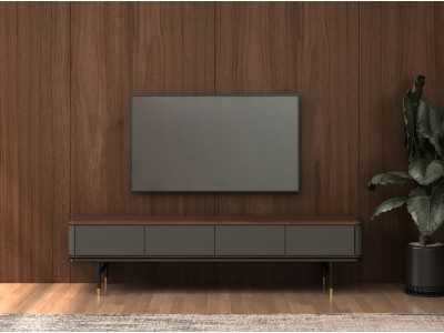 Meuble TV design en noyer et bois laqué - ANEESA