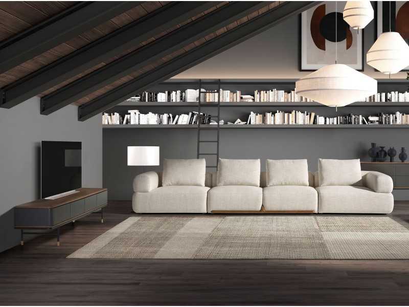 Meuble TV design en noyer et bois laqué - ANEESA