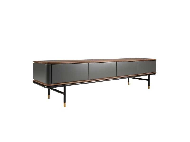 Meuble TV design en noyer et bois laqué - ANEESA