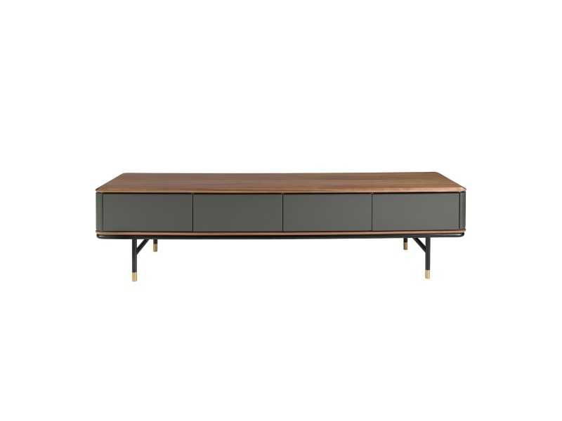 Design TV cabinet with walnut and lacquered wood - ANEESA