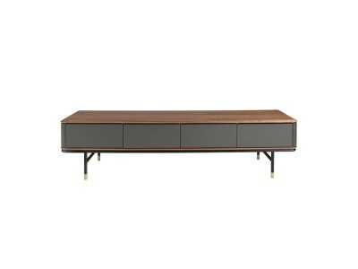 Meuble TV design en noyer et bois laqué - ANEESA