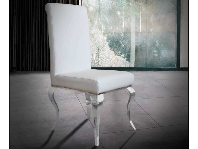 Upholstered designer chair with stainless steel leg - BERNADETTE