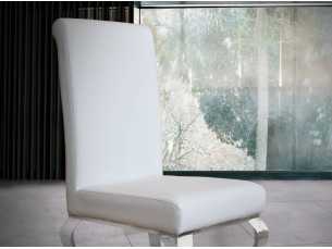 Chaise design tapissé avec pied en acier inoxydable - BERNADETTE 2