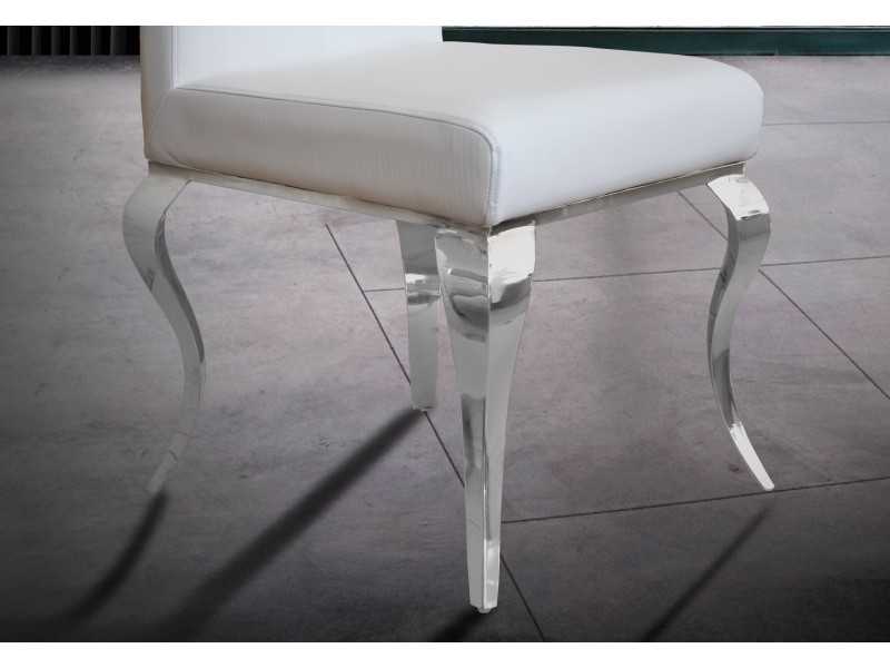Upholstered designer chair with stainless steel leg - BERNADETTE