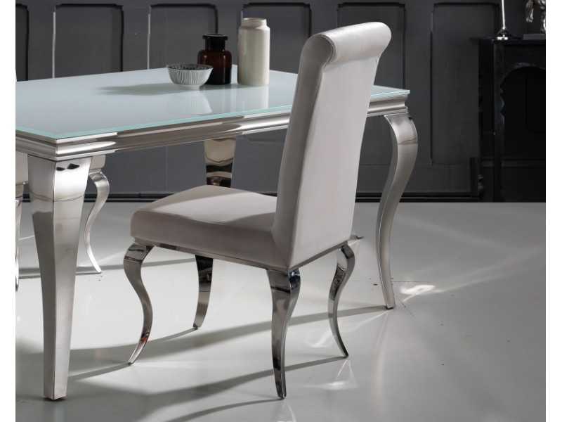 Upholstered designer chair with stainless steel leg - BERNADETTE