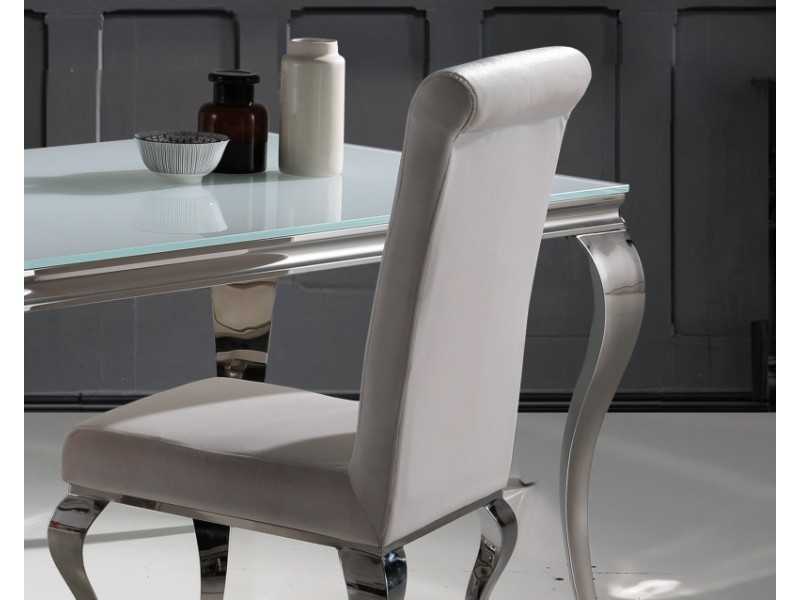 Upholstered designer chair with stainless steel leg - BERNADETTE