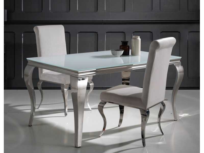 Upholstered designer chair with stainless steel leg - BERNADETTE