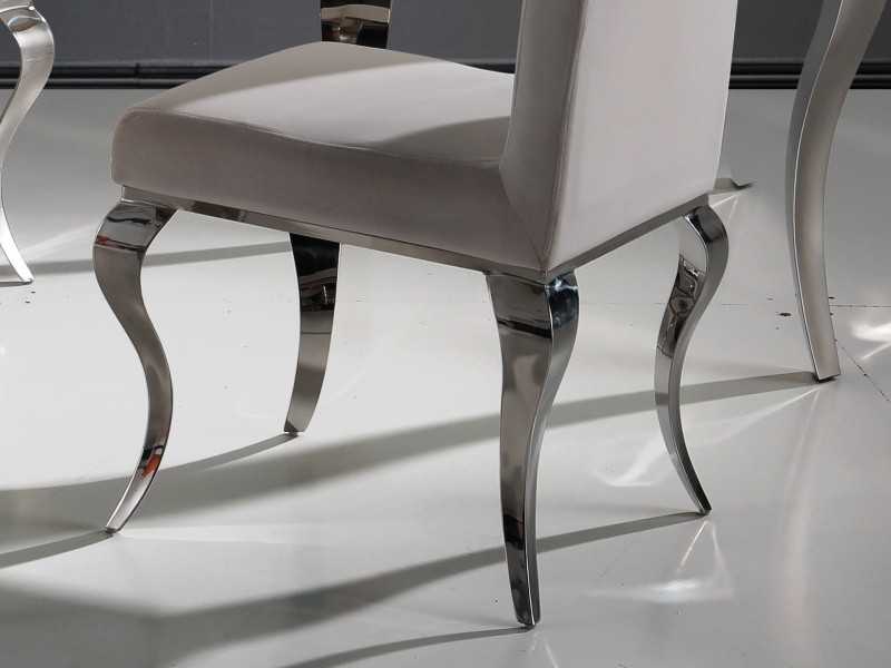 Upholstered designer chair with stainless steel leg - BERNADETTE