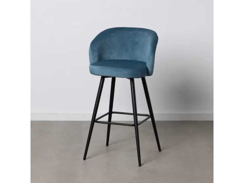 Designer stool upholstered in velvet with steel legs - ANA