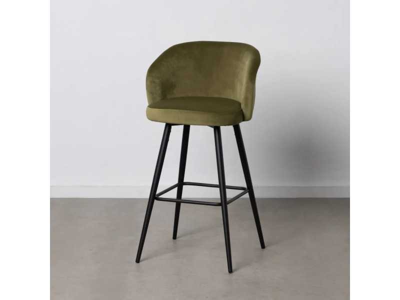 Designer stool upholstered in velvet with steel legs - ANA