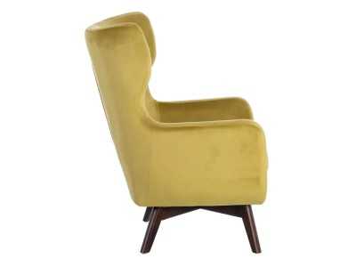 Wing chair upholstered in mustard velvet - ASAPH