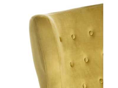 Wing chair upholstered in mustard velvet - ASAPH
