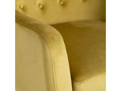 Wing chair upholstered in mustard velvet - ASAPH