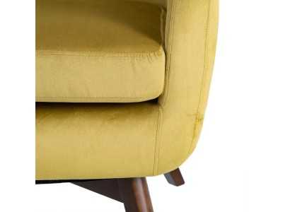 Wing chair upholstered in mustard velvet - ASAPH