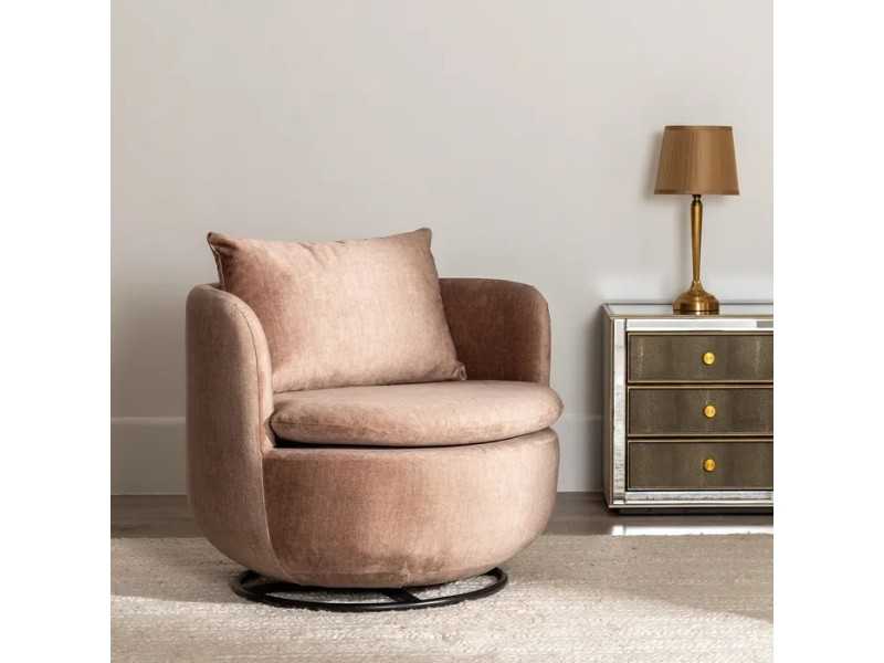 Upholstered swivel armchair with lacquered steel base - ARUNDEL