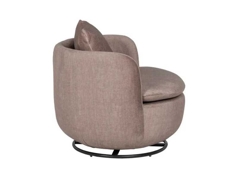Upholstered swivel armchair with lacquered steel base - ARUNDEL