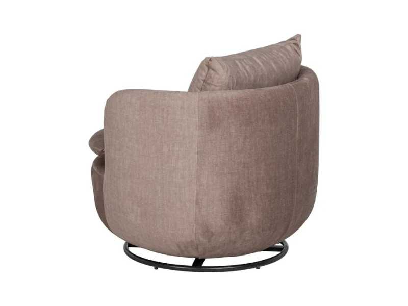 Upholstered swivel armchair with lacquered steel base - ARUNDEL