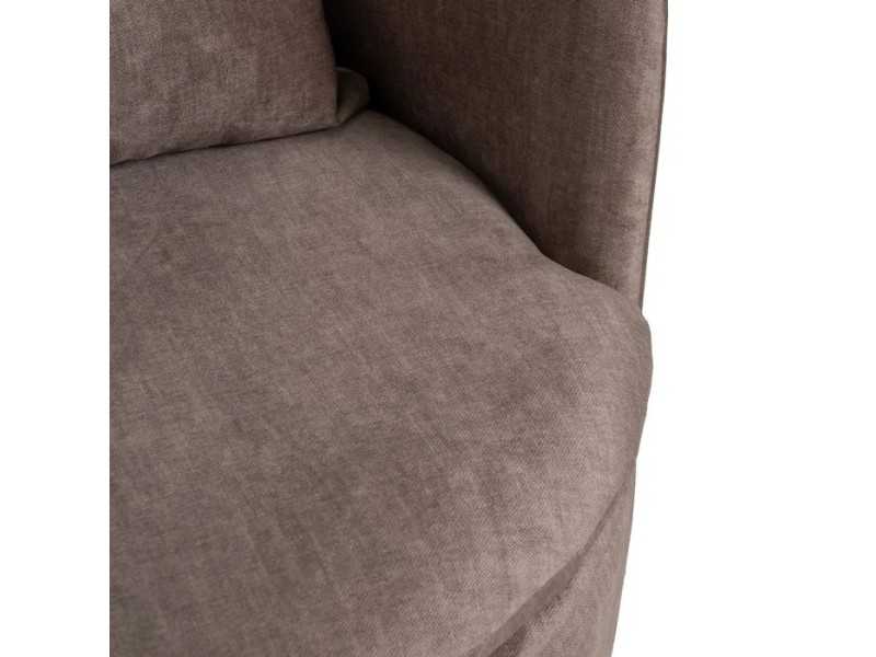 Upholstered swivel armchair with lacquered steel base - ARUNDEL