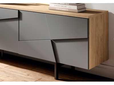 Design TV cabinet with lacquered steel base - NAUGE