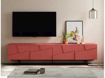 Design TV cabinet with lacquered steel base - NAUGE