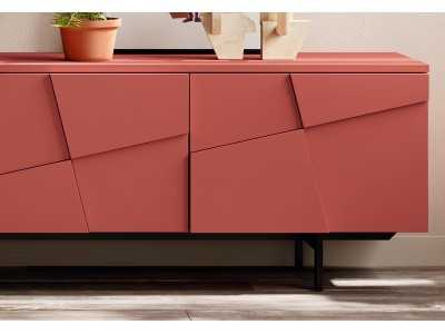 Design TV cabinet with lacquered steel base - NAUGE