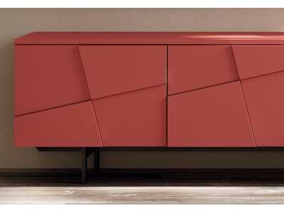 Design TV cabinet with lacquered steel base - NAUGE
