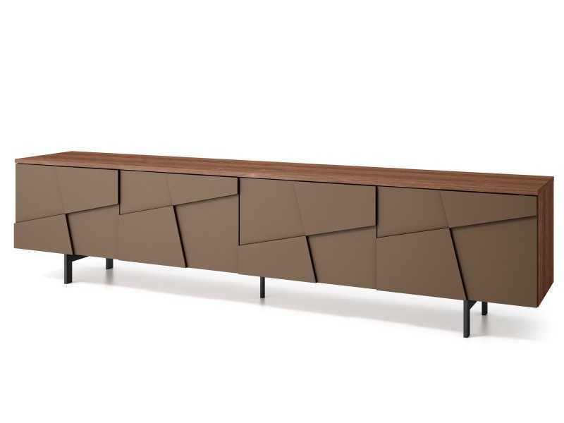 Design TV cabinet with lacquered steel base - NAUGE