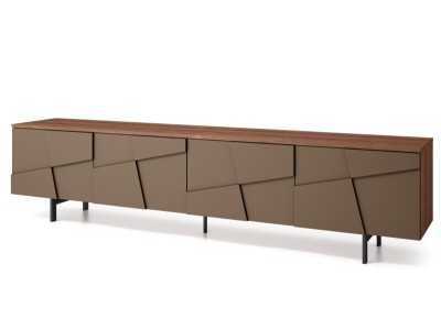 Design TV cabinet with lacquered steel base - NAUGE