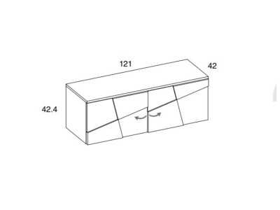 Design TV cabinet with lacquered steel base - NAUGE