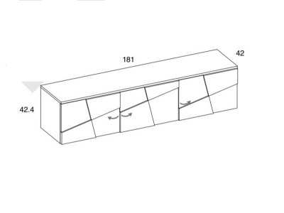 Design TV cabinet with lacquered steel base - NAUGE