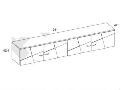 Design TV cabinet with lacquered steel base - NAUGE