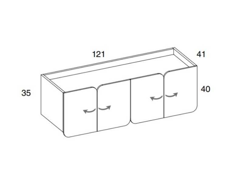 Designer TV cabinet with doors and lacquered steel base - PÉTALES
