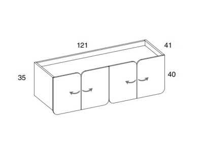 Designer TV cabinet with doors and lacquered steel base - PÉTALES
