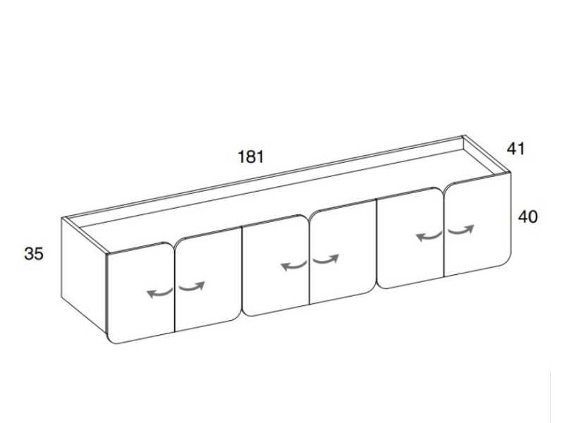 Designer TV cabinet with doors and lacquered steel base - PÉTALES
