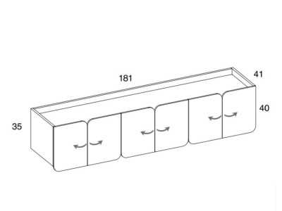 Designer TV cabinet with doors and lacquered steel base - PÉTALES