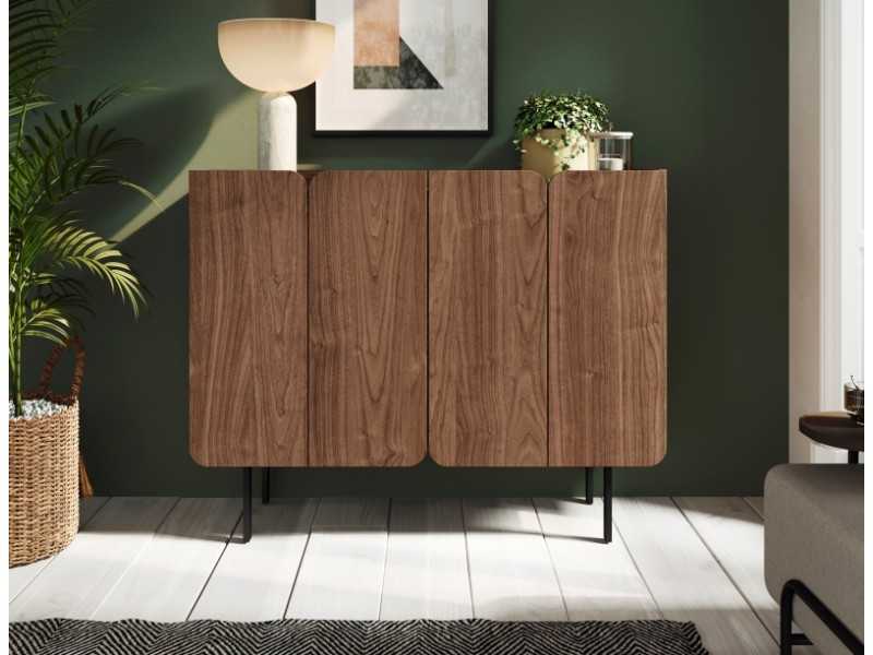 Design sideboard with doors and lacquered steel base - PÉTALES