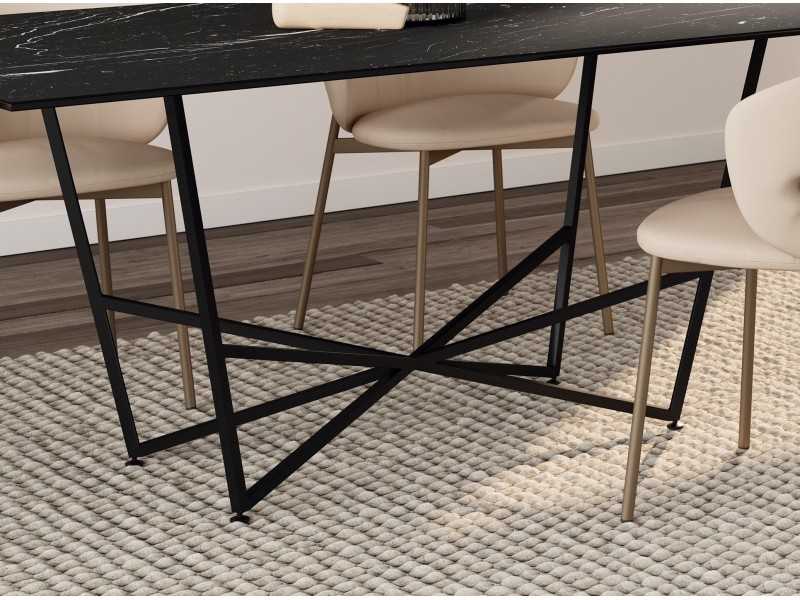 Designer dining table in steel and porcelain top - MANTIDE