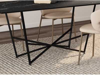 Table à manger design en acier et plateau en porcelaine - MANTIDE